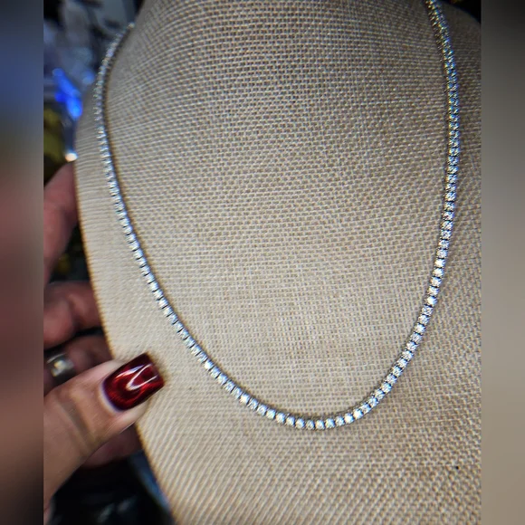 Elegant Sterling Moissanite Diamond $3690.99 MSRP 20 inch Tennis Necklace - Picture 3 of 7